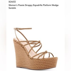 Schutz Flassie Braided Strappy Espadrille Platform Wedge Sandals size 7